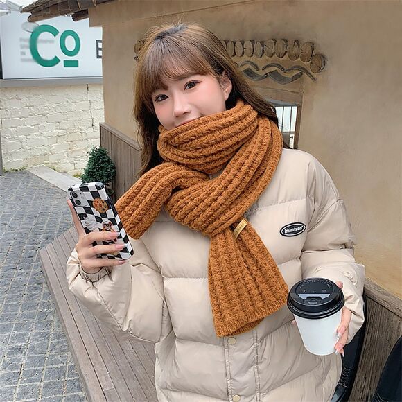 Winter Chunky Knit Scarf For Women Ultra Soft Thick Warm Knitted Scarf 6677 - Picture 4 of 5